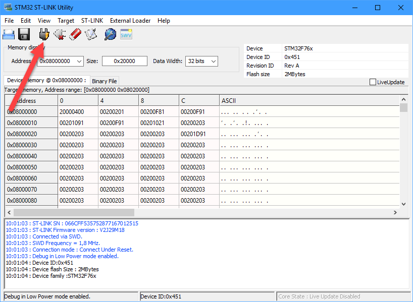 nf-st-link-utility-connected